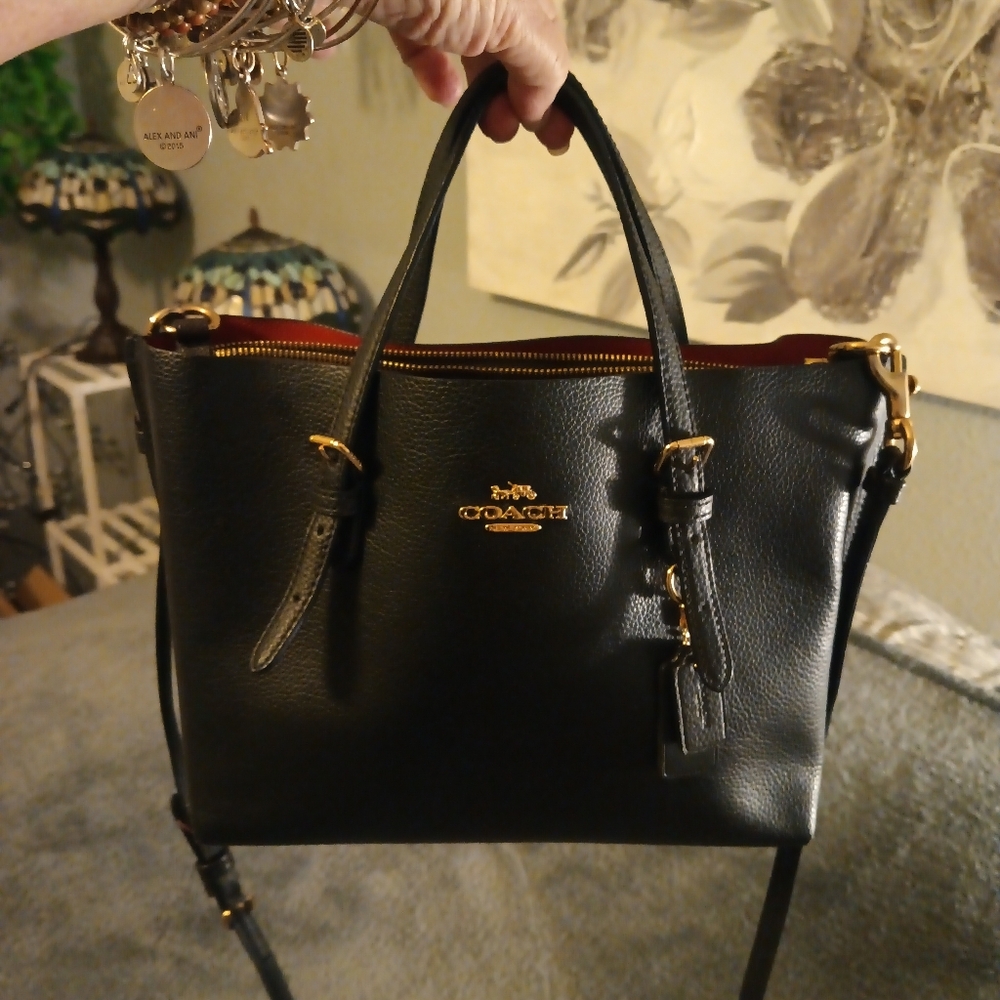 Coach Black Leather Mollie 25 Tote - Picture 2 of 14